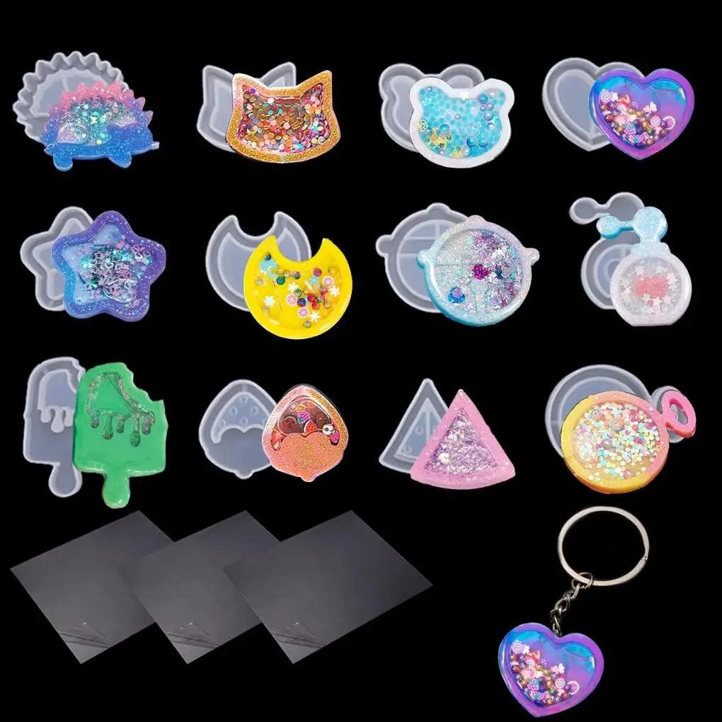 Hot Shaker Silicone Molds Epoxy Resin Bear Star Popsicle Shaker mold Key Chain Charms Shiny Mold DIY Jewelry Craft Tool