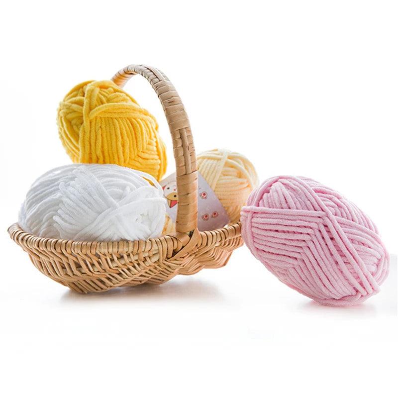 4pcsX50g Soft Chenille Yarn Handmade DIY Knitting Yarn Thick Velvet Line Scarf Hat