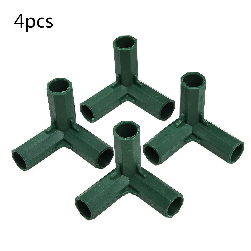 4Pcs 16mm Plastic Greenhouse Frame Building Connectors Green Outdoor Garden Structure Pole Joints Adapter DIY 3 Way Bracket