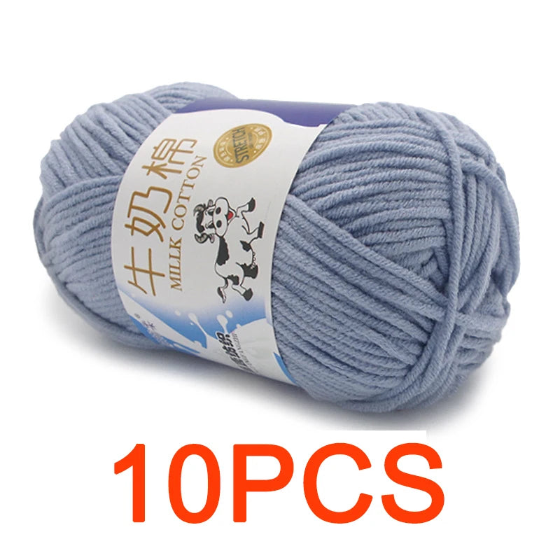 10 Pieces Milk Cotton Knitting Yarn Soft Warm Yarn for Hand Knitting and Crochet Projects