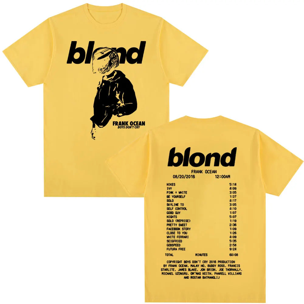 Rapper Frank Retro Graphic T Shirt for Men and Women Oversized Cotton Hip Hop Ocean Blond Album Fashion Tee