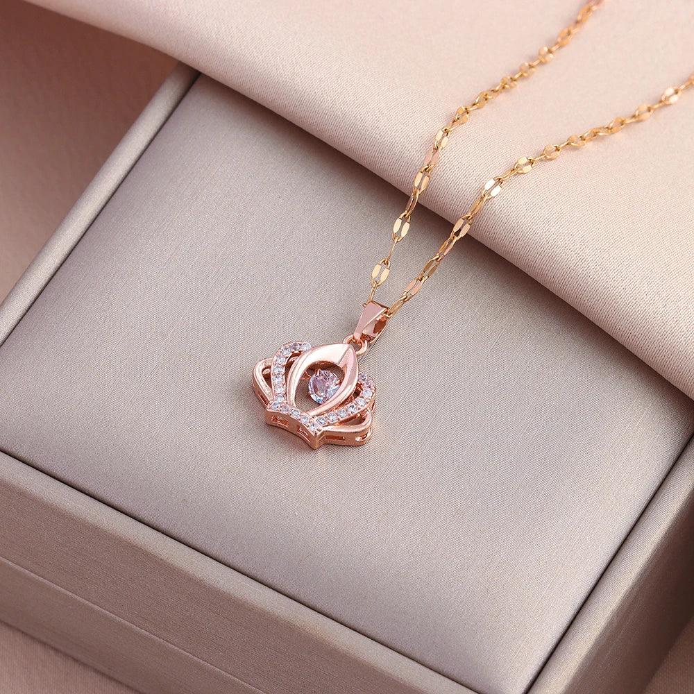 New In Sweet Sexy Beating Heart Series Pendant Necklaces For Women Luxury Fashion Female Stainless Steel Clavicle Chain Jewelry