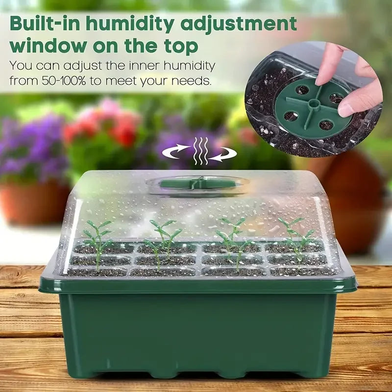 1Pcs Seed Propagator Tray Plastic Seedlings Trays with Transparent Cover Breathable Seedlings Germination Tray for Garden Indoor