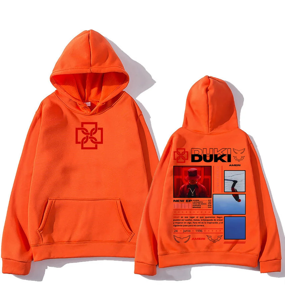 Rapper Duki Ameri Hoodies Men's Women Clothing Fashion Hip Hop Oversized Hooded Sweatshirts Unisex Casual Long Sleeve Pullovers