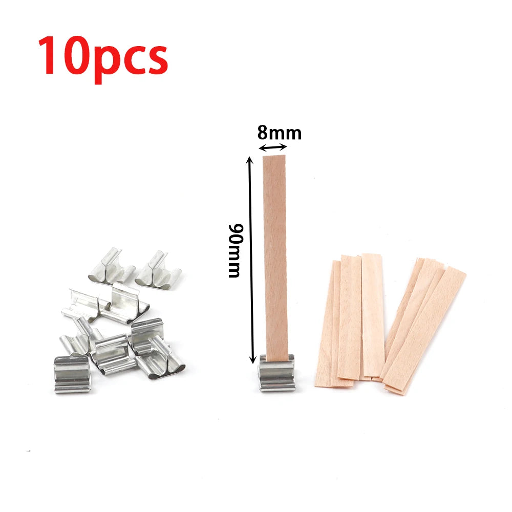 7pcs Cylindrical Wooden Candle Wicks Set Round Tube Wood Candle Cores With Base For DIY Candle Making Craft Soy Parffin Wax Wick