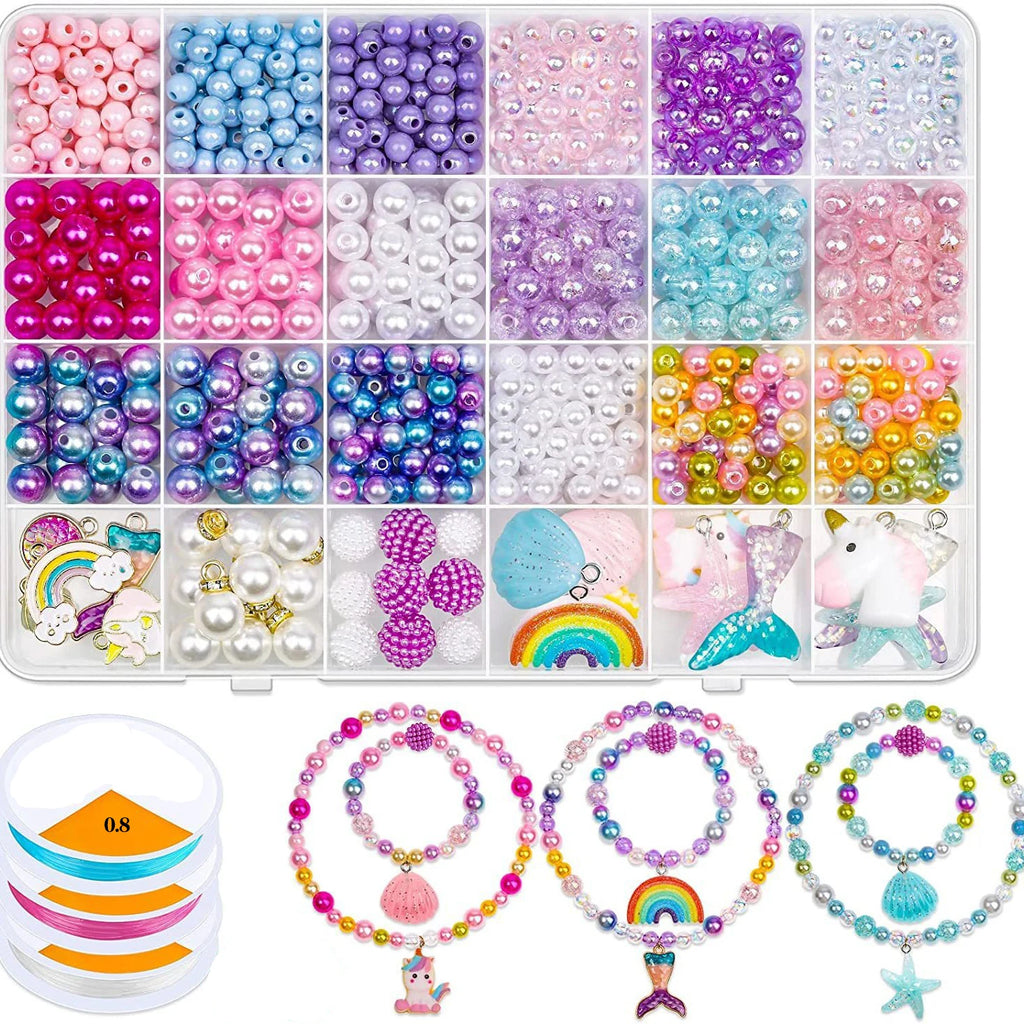 773Pcs Mermaid Charm DIY Beads for Jewelry Making, Unicorn DIY Bracelet Making Bead Kit for Kids Girls with Starfish Shell, Ocea