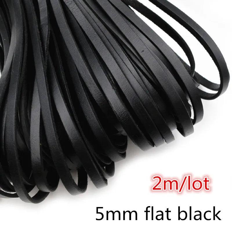 2-5m/lot 1-8mm Genuine Cow Leather Round/Flat Strand Thong Cord DIY Bracelet Findings Rope String For Jewelry Making Accessories