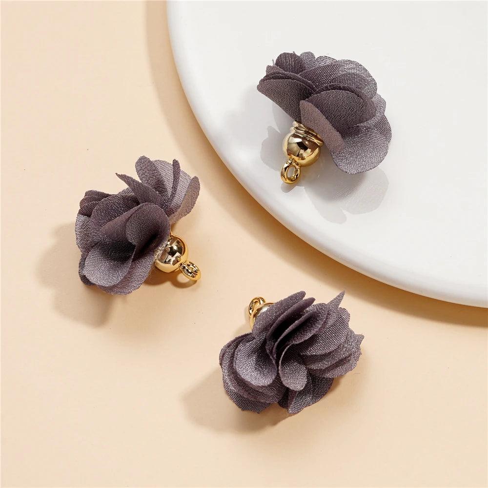10Pcs/Lot Fabric Flower Tassel Pendants for Jewelry Making DIY Bracelet Earring Tassel Keychain Earring Making Accessories