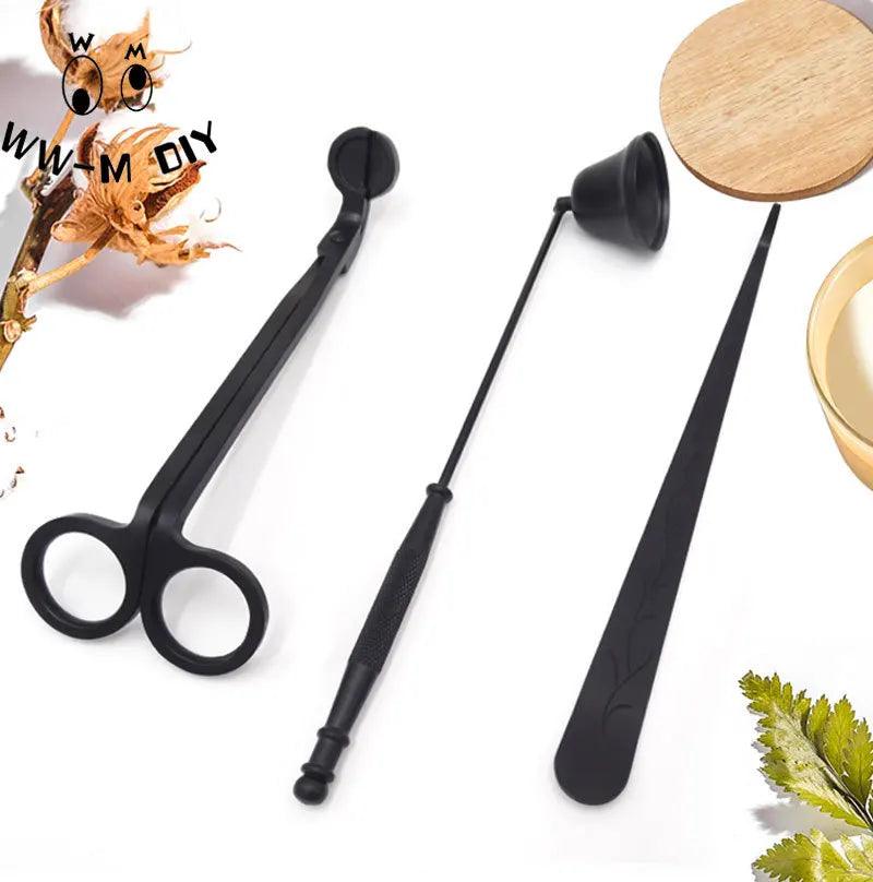 4 Styles Black Candle Extinguishers Scented Candle Trays, Scissors, Hook Accessories Wick Trimmer Candle Extinguishing Tools - Winord
