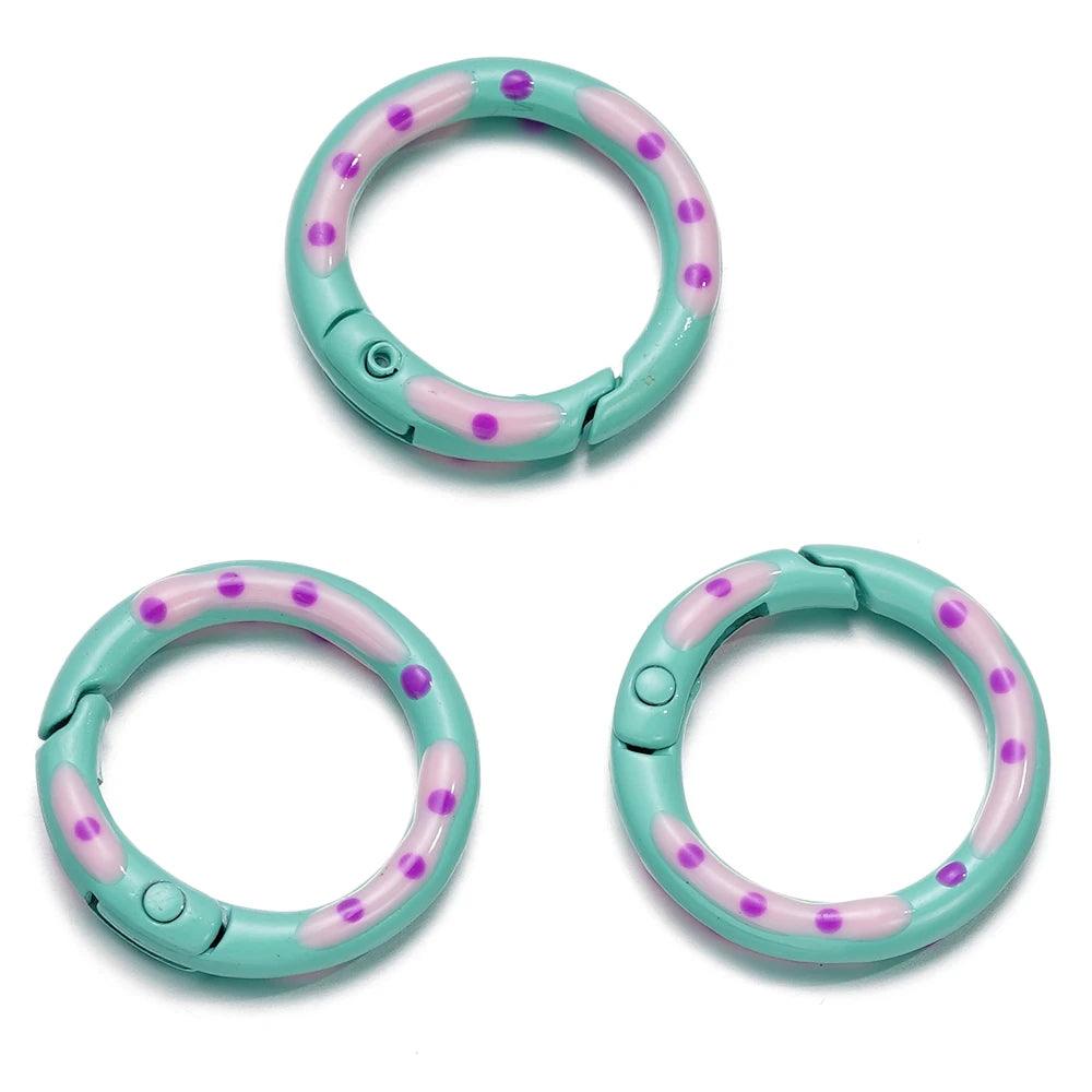 5pcs/lot Multicolor Metal Round Ring Spring Clasp Carabiner Keychain Clips Hook Dog Chain DIY Jewelry Buckle Connector Supplies