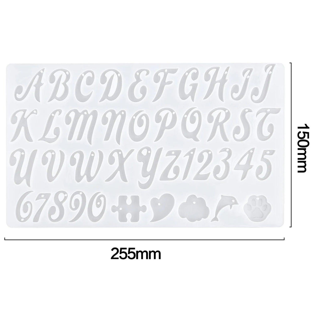 English Alphabet A-Z Epoxy Resin Silicone Mold Letter 0-9 Number Keychain Earring Pendant DIY Crafts Casting Tool Resin Mould