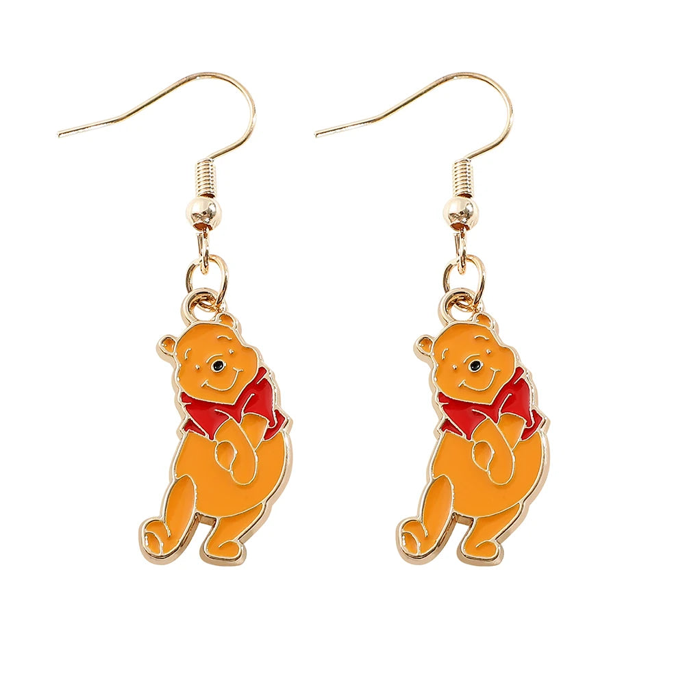 Disney Mickey Mouse Dangle Earring Ear Jumping Bear and Donald Duck Stud Earring Cute Cartoon Character Pattern Girls Accessorie