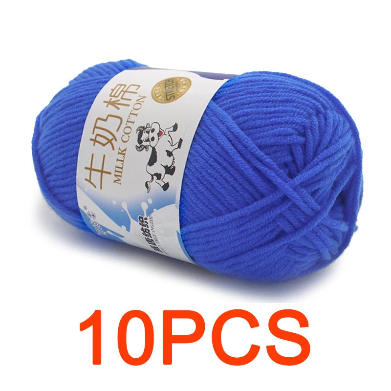 10 Pieces Milk Cotton Knitting Yarn Soft Warm Yarn for Hand Knitting and Crochet Projects