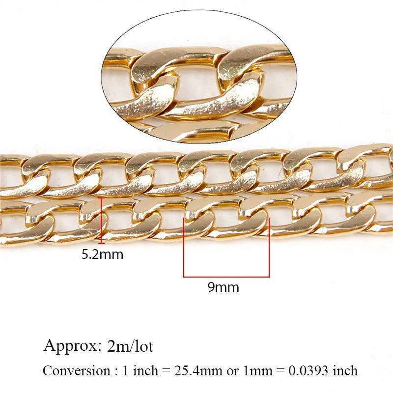Metal Flat Byzantine Necklace Twisted Chains Bulk Fit Bracelets Open Link Chain For DIY Jewelry Making Materials Handmade Suppli