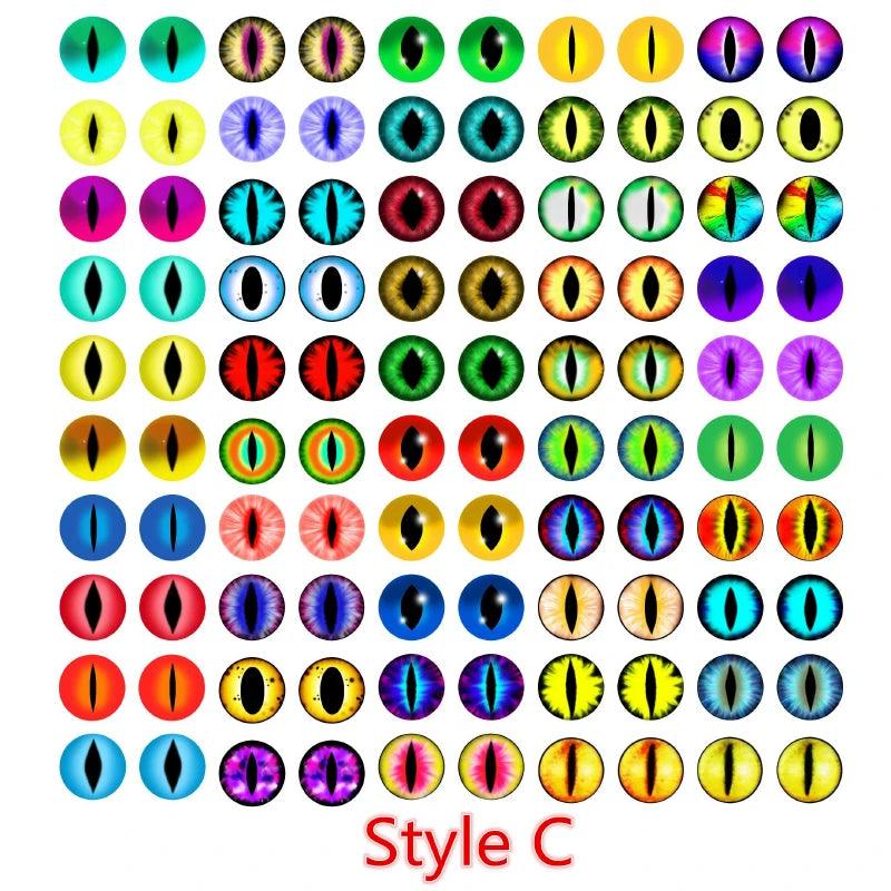 100pcs 50 pairs Dragon Eyes Cat Eye Toys Hot Sale 6mm 8mm 10mm 12mm Handmade Photo Glass Cabochons DIY Making Accessories