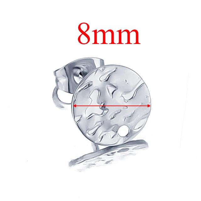 10pcs Stainless Steel Round Embossing Earrings Posts for DIY Drop Earring Jewelry Making Dangle Accessories Wholesale Supplies