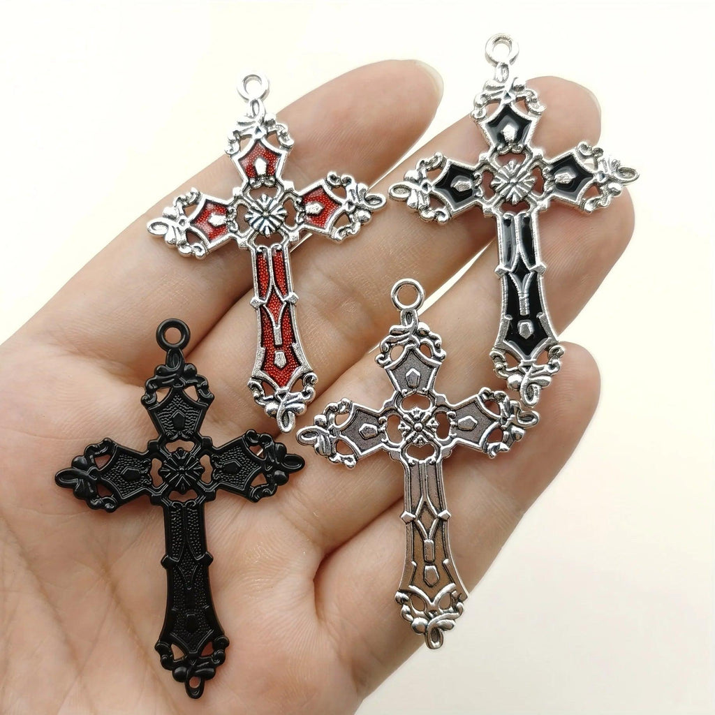 8PCS Retro Silver Vine Pattern Cross Men's Neckwear and Apparel Pendant