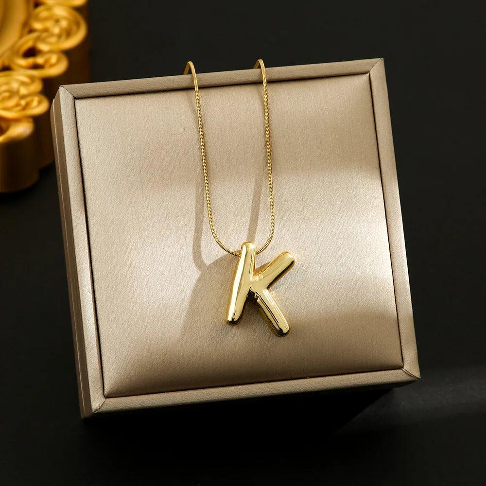 Hot Sale Stainless Steel 26 English Alphabet Necklace Pendant All-match Simple Clavicle Chain Jewelry