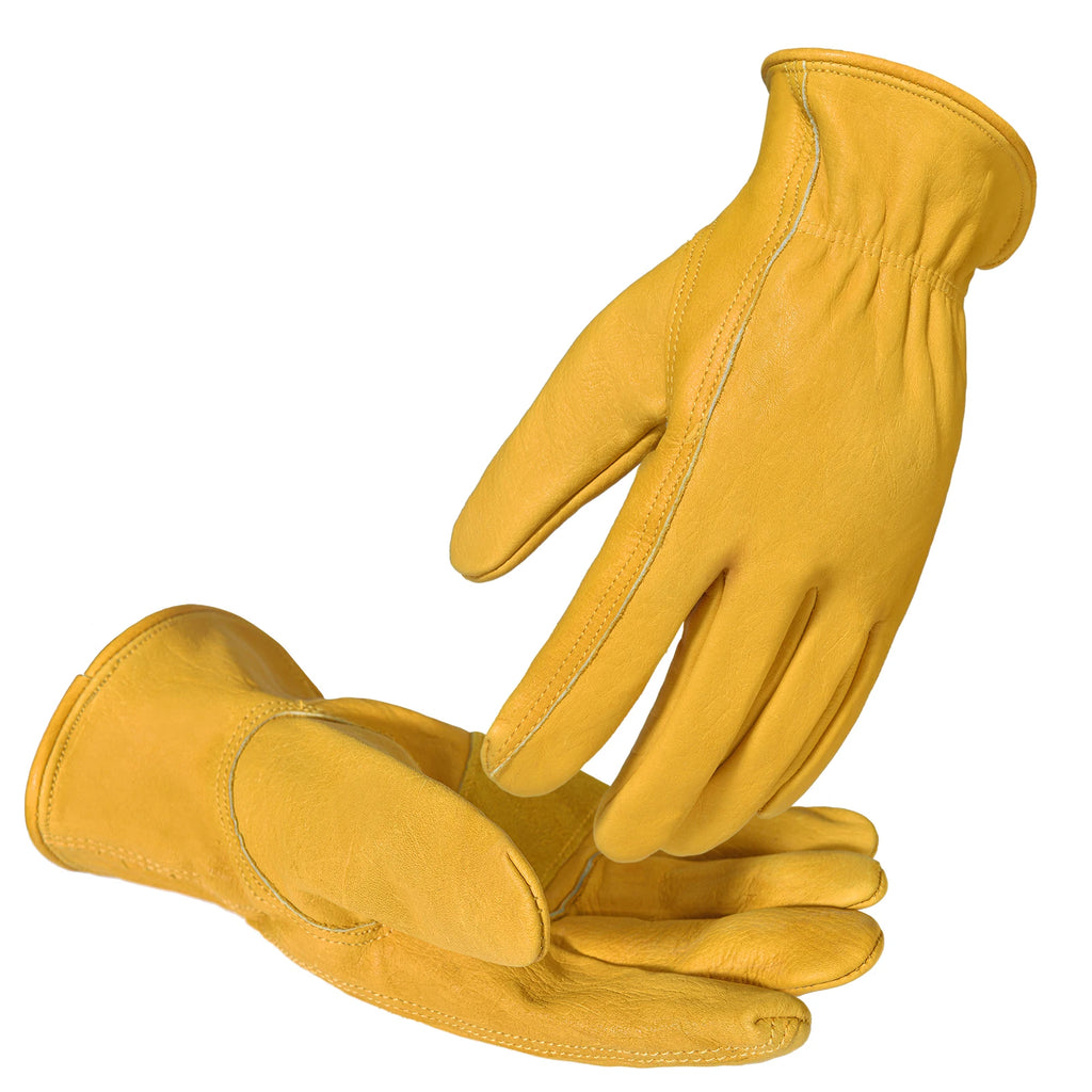 1-Pairs Unlined Cowhide Split Leather Work and Driver Gloves, for Heavy Duty, Truck Driving, Warehouse, Gardening, Farm