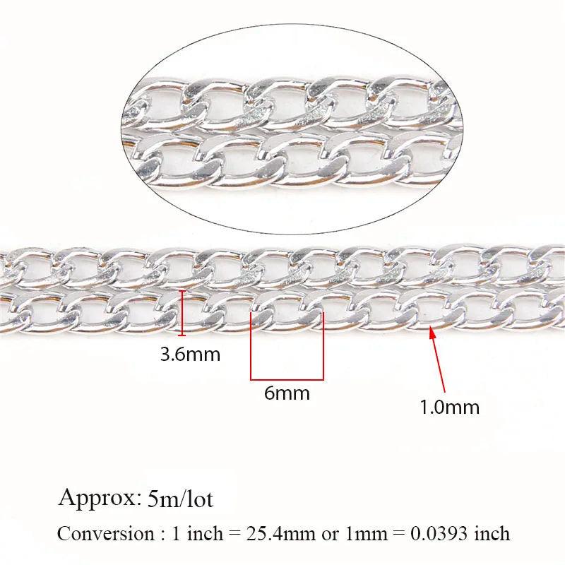 Metal Flat Byzantine Necklace Twisted Chains Bulk Fit Bracelets Open Link Chain For DIY Jewelry Making Materials Handmade Suppli