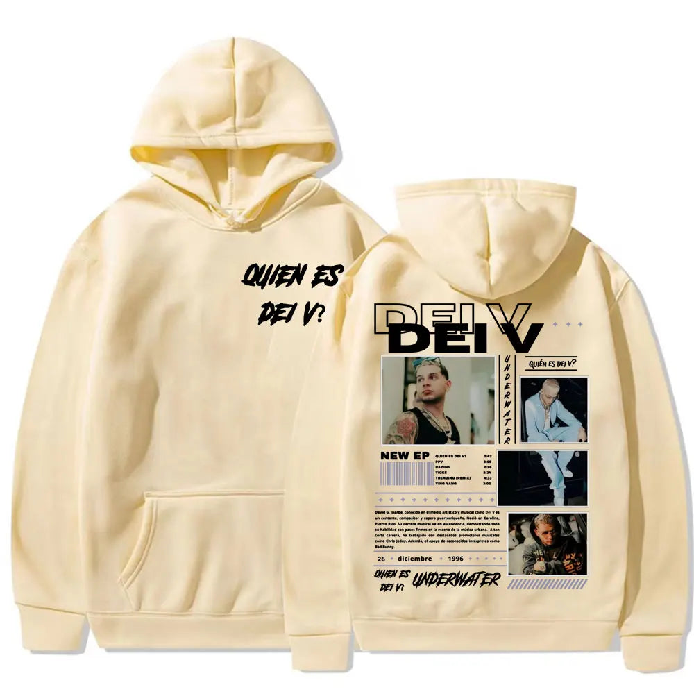 Rapper Quien Es Dei V? Underwater Tour Hoodie Men's Harajuku Fashion Hip Hop Punk Sweatshirts Unisex High Quality Casual Hoodies