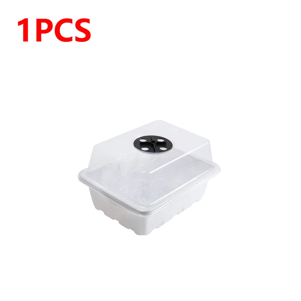 1-5Pcs Stackable Greenhouse Germination Tray with Humidity Dome 12 Holes Plant Grow Nursery Seedling Trays Garden Tools