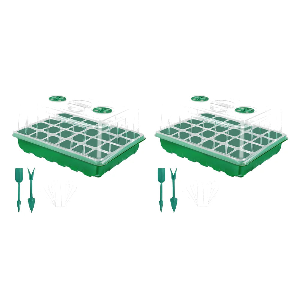 24/48 Holes Seed Starter Trays Vegetable Seedling Pots Seedling Tray with Humidity Dome Seed Germination Plant Pots Grow Box