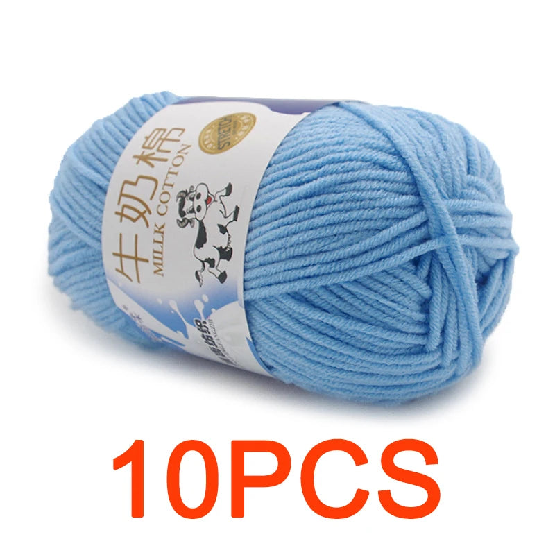 10 Pieces Milk Cotton Knitting Yarn Soft Warm Yarn for Hand Knitting and Crochet Projects