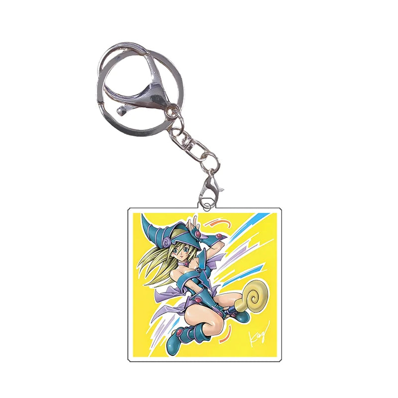 Yugioh Keychain Original Image Black Magician Girl DMG BMG Kuriboh Anime Game Self Made Acrylic Pendant Decoration DIY Toys Gift