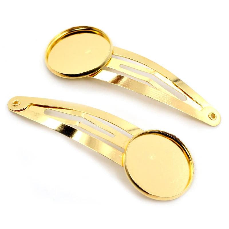 12mm 20mm 10pcs High Quality Rhodium Silver Plated Bronze Black Copper Material Hairpin Hair Clips Base Setting Cabochon Cameo