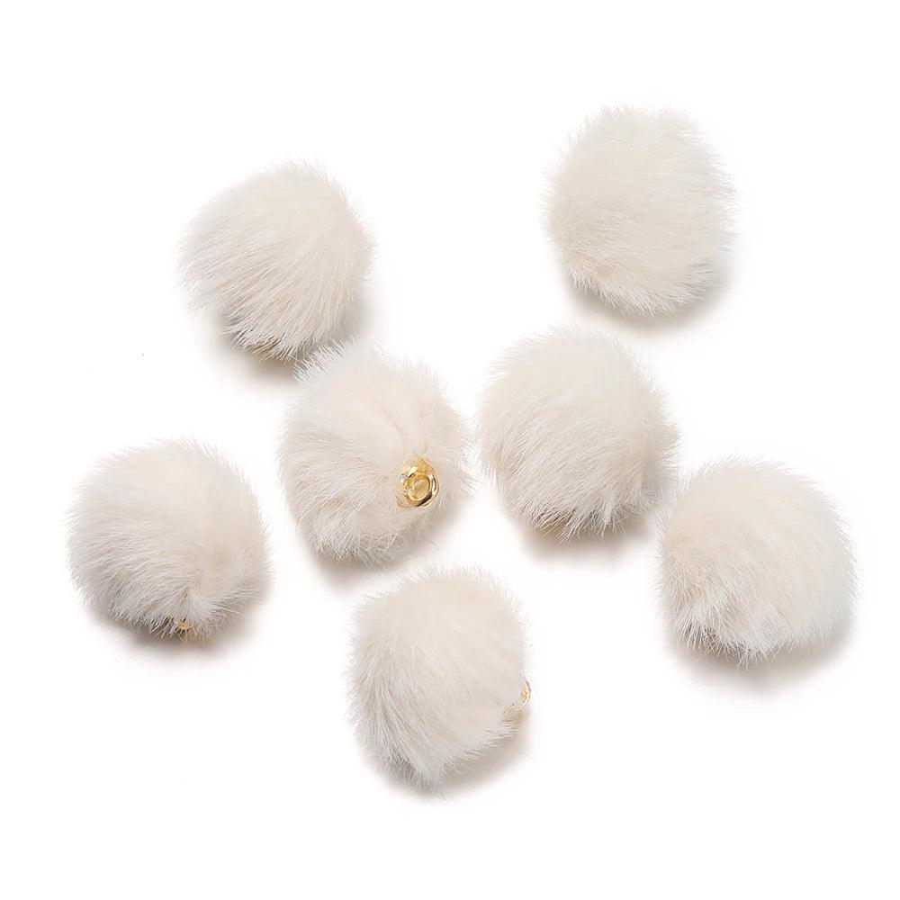 10pcs 17mm Plush Fur Covered Ball Beads Charms Pompom Beads Pendant for DIY Earring Bag Keychain Pendant Jewelry Making Supplies