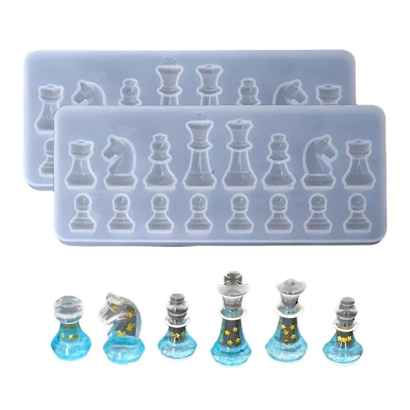 2Pcs MIni Small Chess Pieces Resin Molds, International Chess Silicone Mold Epoxy Resin Craft Casting Clay Decorating Tools