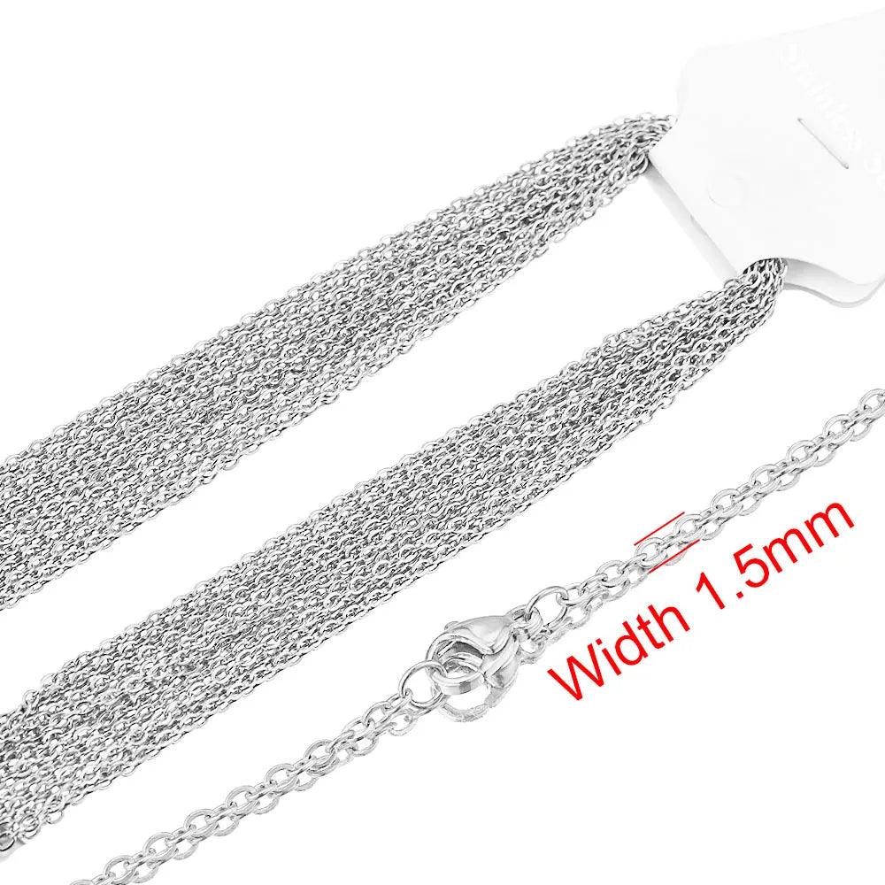 10pcs Stainless Steel Necklace Cuban Chains Hypoallergenic Rolo Link for DIY Jewelry Making