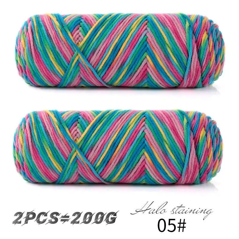 Colorful 5 Strand Dyed Milk Cotton Baby Sweater Yarn for Handmade DIY Woven Scarves and Crochet Projects