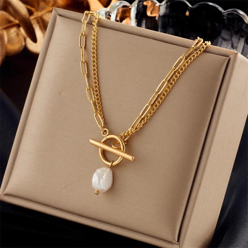 DIEYURO 316L Stainless Steel Pearl Heart Butterfly Cross Pendant Necklace For Women Fashion Girls Clavicle Chain Jewelry Gifts