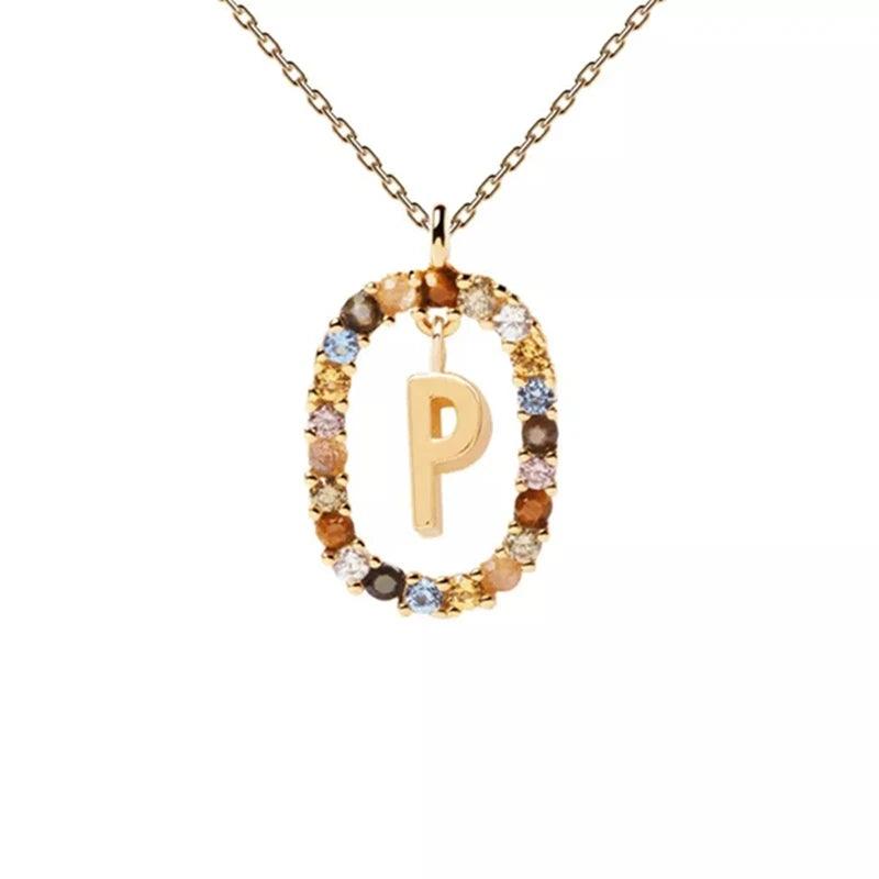 Fashion Hot Creative A-Z Letter Pendant Necklace For Woman Color Jewelry Sweet and Versatile Adjustable Chain Lobster Clasp