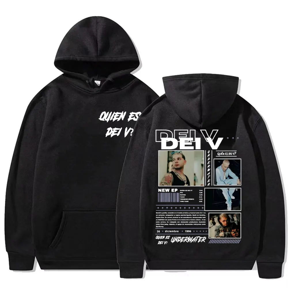 Rapper Quien Es Dei V? Underwater Tour Hoodie Men's Harajuku Fashion Hip Hop Punk Sweatshirts Unisex High Quality Casual Hoodies
