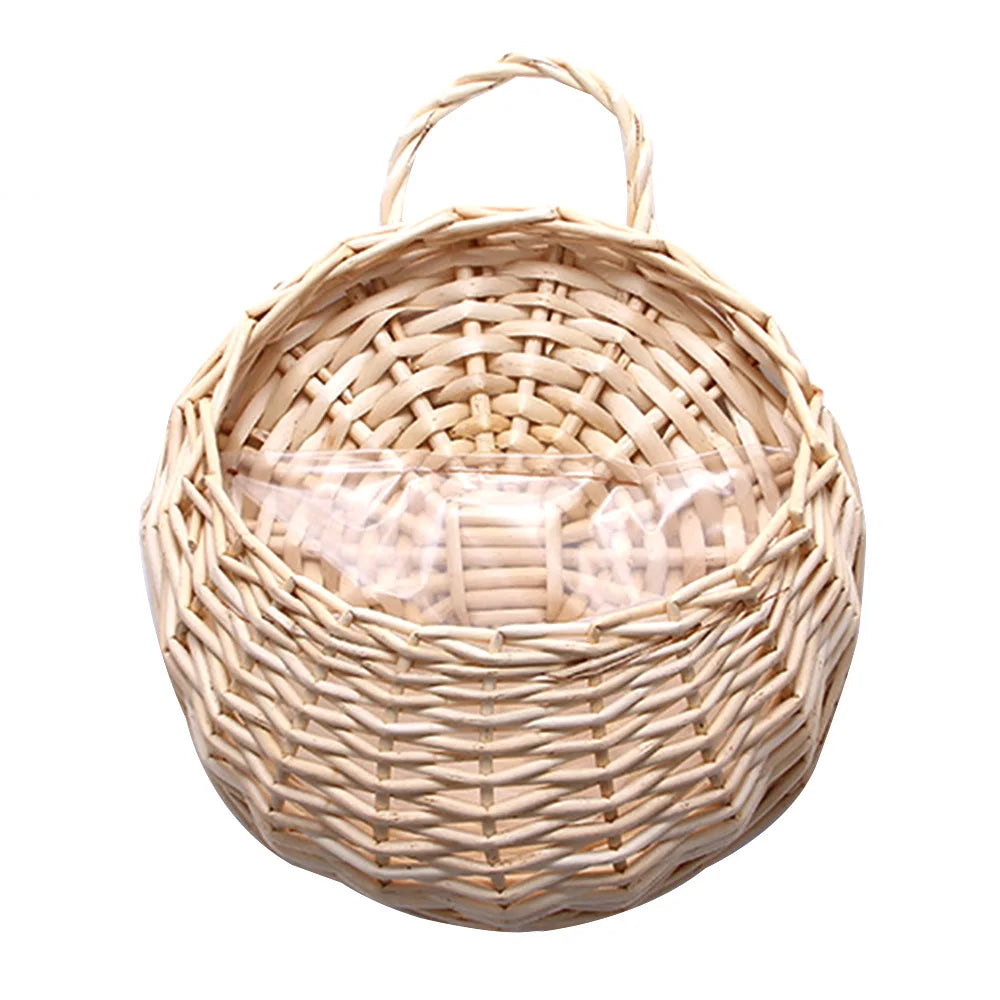 Wall Mount Rattan Basket Handmade Wicker Flower Pot Hanging Woven Vase Baskets Cachepot For Garden Balcony Home Decor