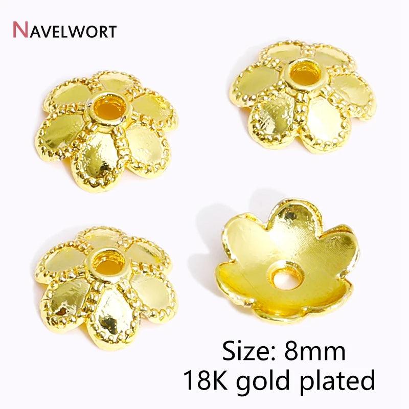 14K/18K Gold Plated Brass Bead Caps,Caps For Beads,Flower Bead Caps For Jewelry Making,Caps For Bracelet,Accessories For Jewelry