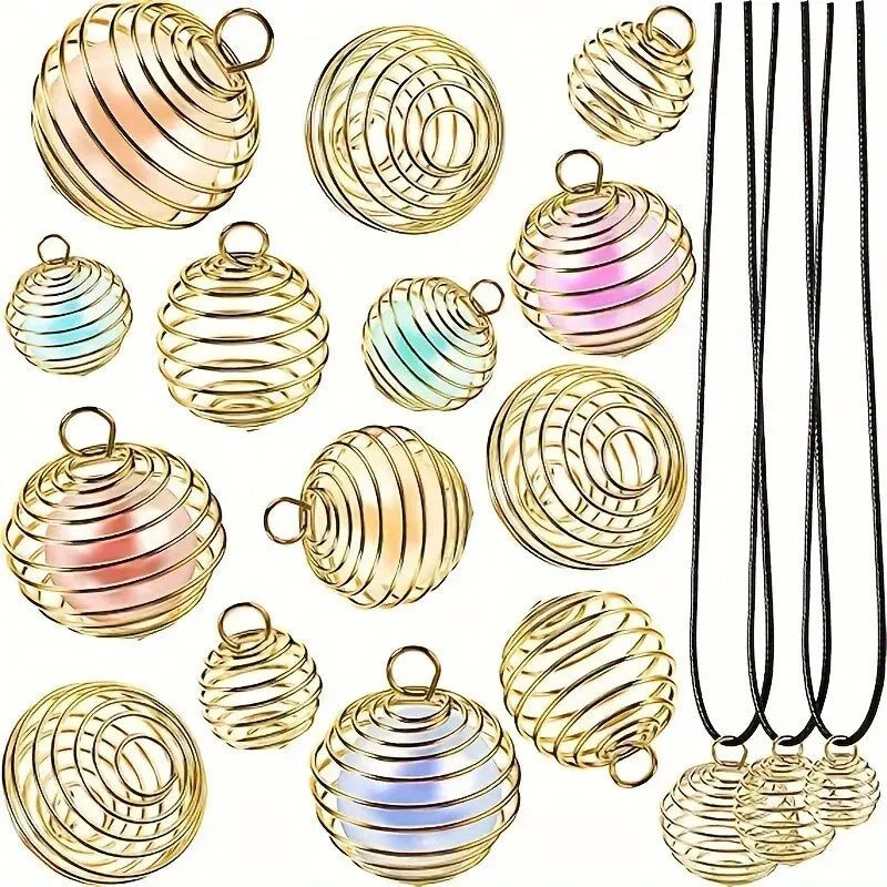 30pcs Diy Jewelry Accessories Hollow Ball Earrings Bracelet Necklace Accessories Handmade Beaded Hole Metal Mixing Ball Lantern