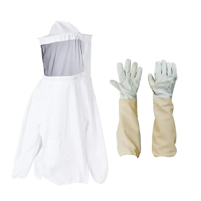 Anti-bee Clothing Suit 2024 New Beekeeping Bee Clothing Hooded Half Jacket Top Protective Clothing Sheepskin Gloves