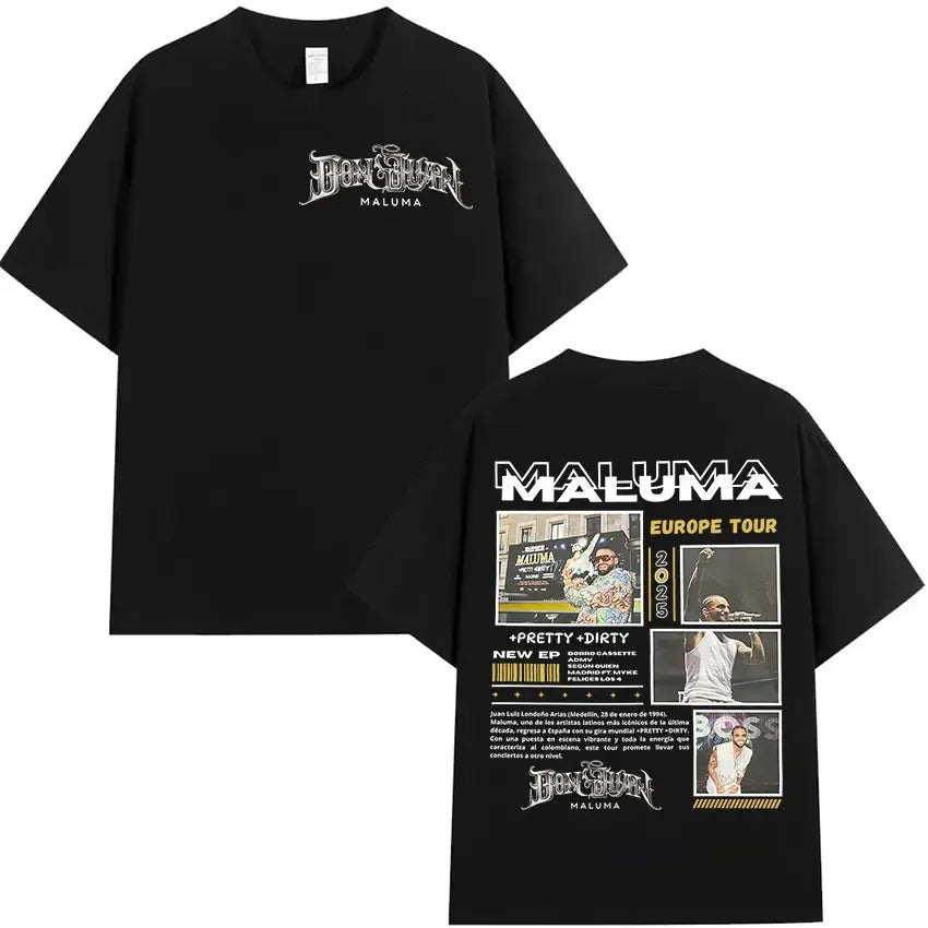 Rapper Maluma Graphic T Shirt for Men and Women Hip Hop Retro Style Short Sleeve Fashion Tee Streetwear