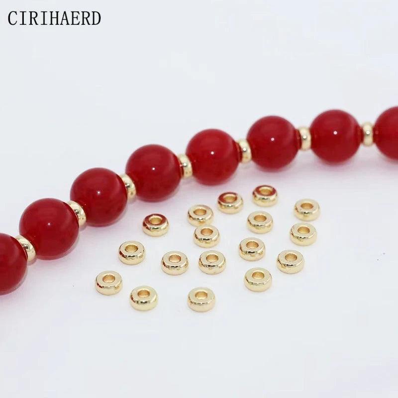 Jewelry Flat Bead 14K Gold Plated Brass Spacer Beads Bulk Separation Bead For Bracelet Jewelry Making DIY Accessories Wholesale