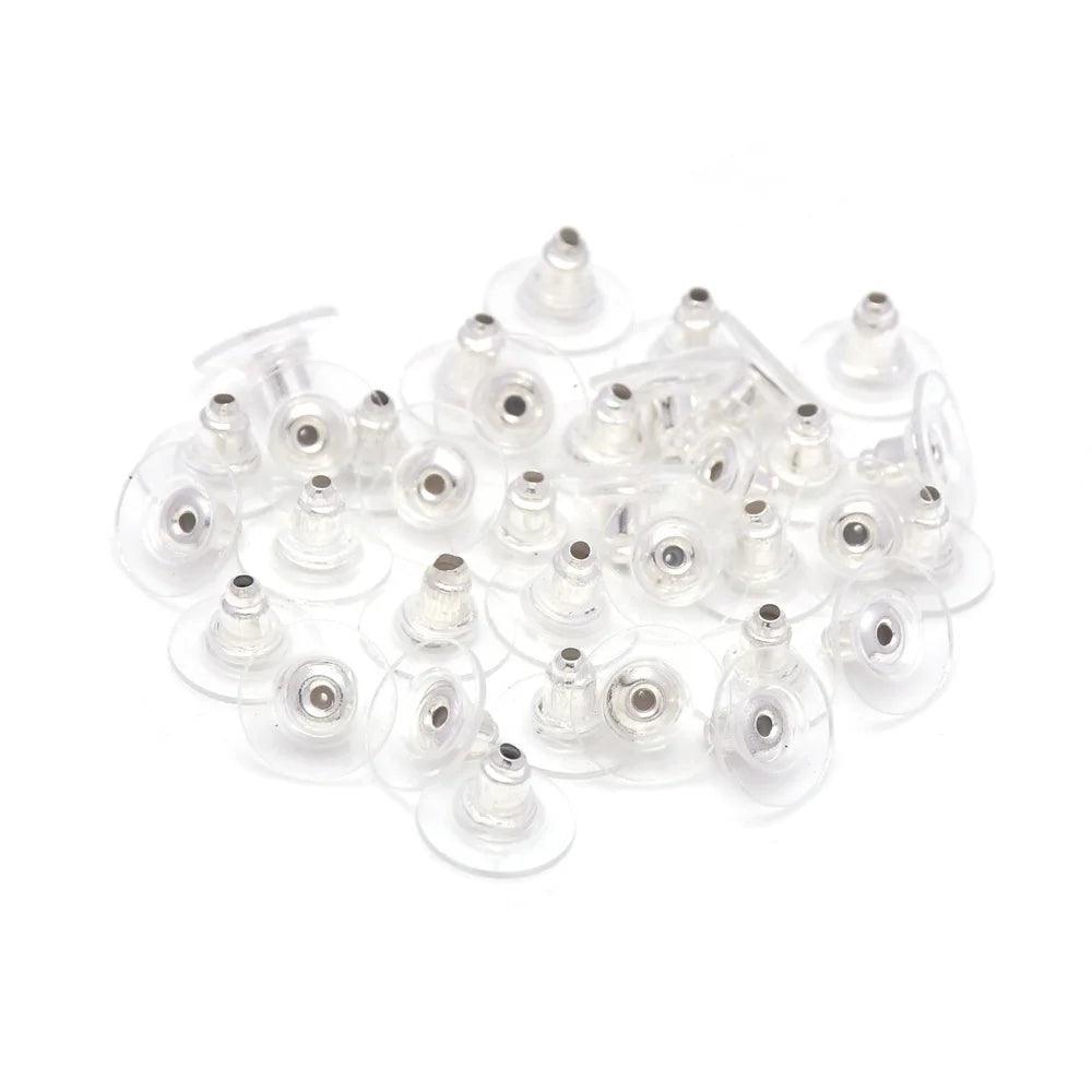 100pcs Bullet Clutch Earring Backs with Pad Ear Nut Stainless Steel Earring Stopper Plugs For Jewelry Findings Components
