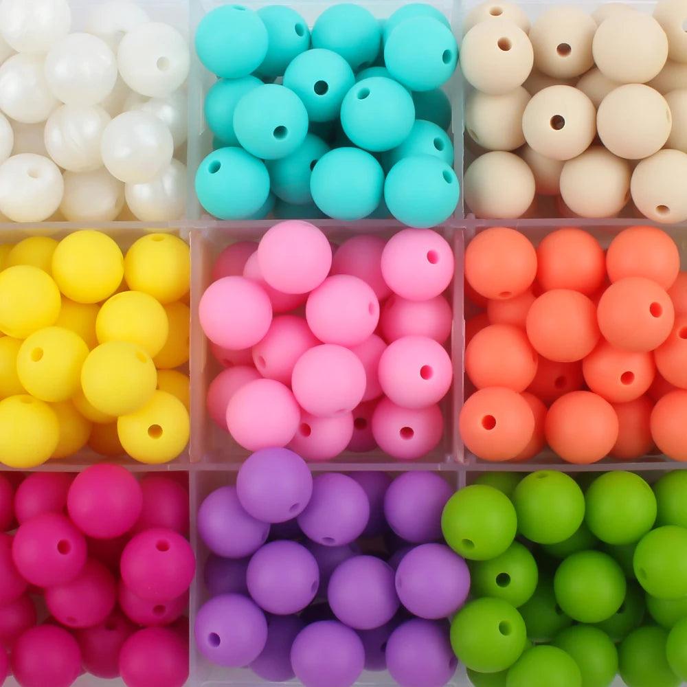 50Pcs 12MM Round Silicone Beads Perle Silicone Baby Teething Accessories Chewable Baby Teethers Bpa Free Baby Nursing Beads