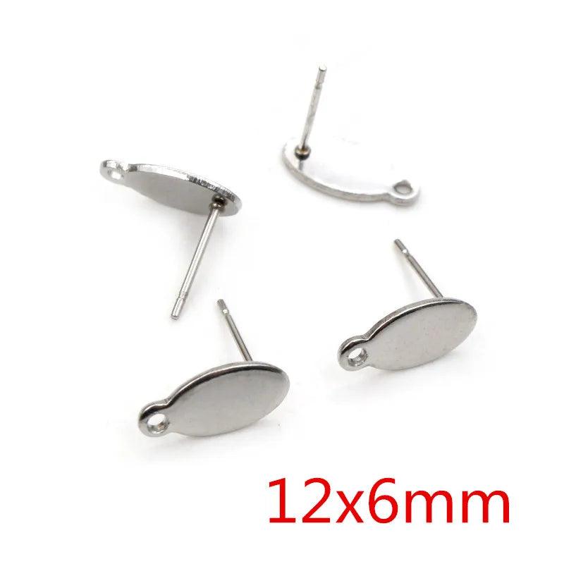 20pcs 316L Stainless Steel Geometric Earring Stud Posts Connector Fashion Styles DIY Jewelry Making Findings Accessories