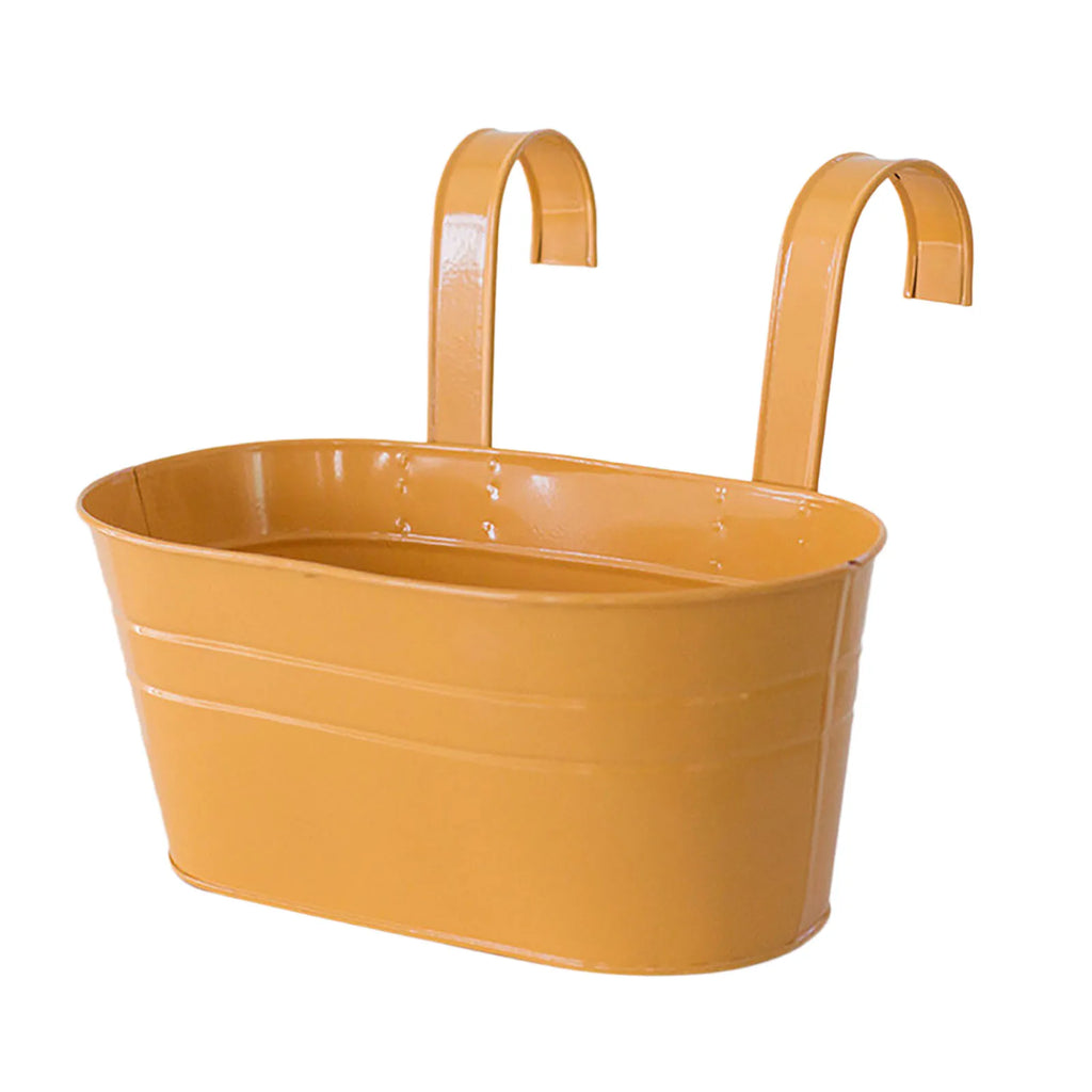 Home Oval Metal Plant Flower Pot Fence Balcony Garden Hanging Planter Pots