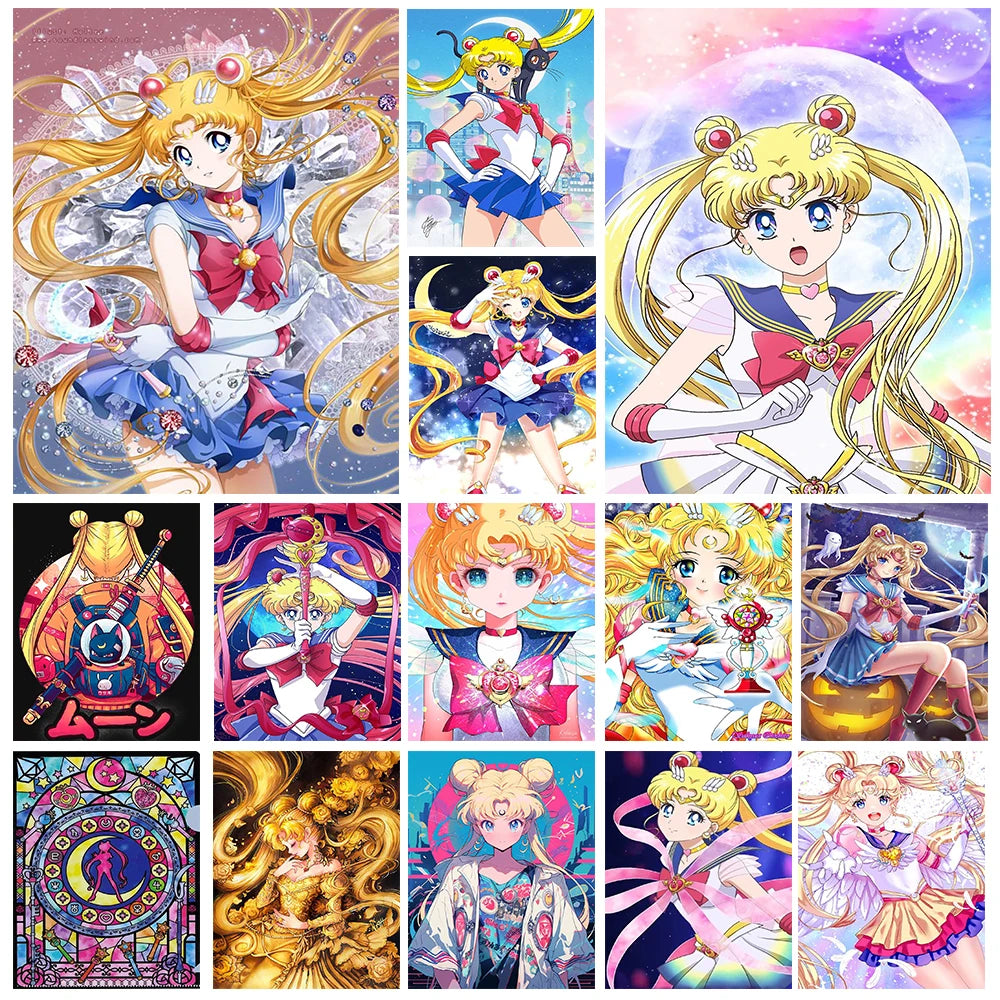 Japanese anime diamond painting kit cartoon girl Sailor Moon stick diamond embroidered moon handmade DIY Mosaic home decoration