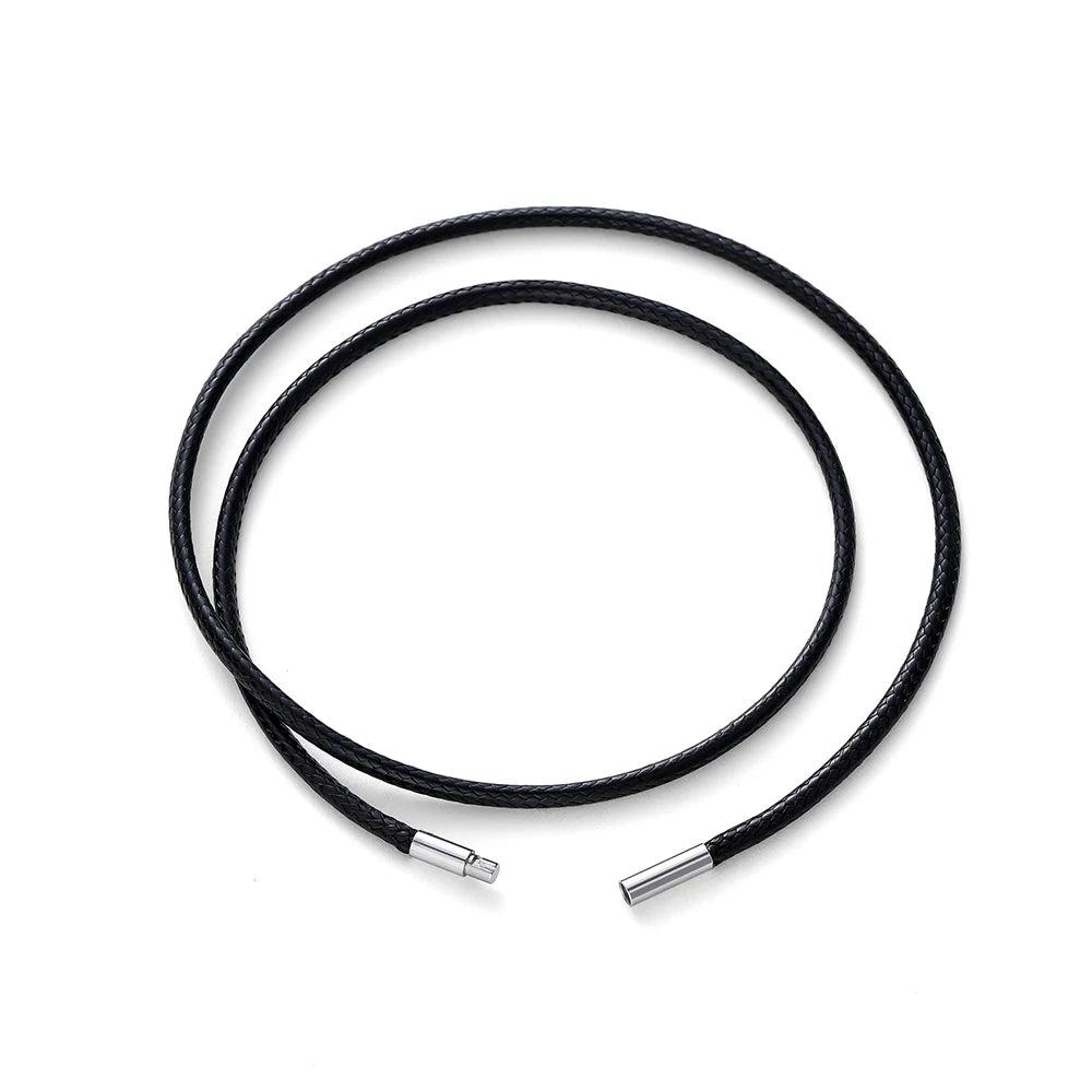 45/50/60cm Black Brown Braid Wax Cord DIY Pendant Necklace Jewelry Making Handmade Leather Rope Steel Clasp String Chain