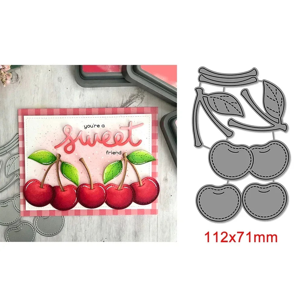 Drinking Cup Fruit Cherry Pineapple Metal Cutting Dies Shining Stars Border Enjoy Words Cut Die For DIY Scrapbooking Card Making